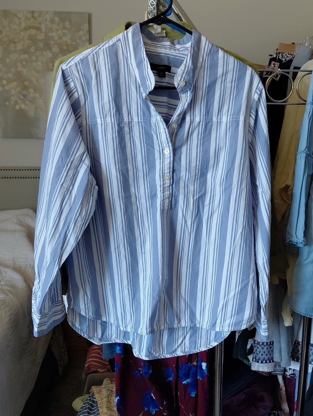 J. Crew Light Blue & White Striped Women's Blouse 12
